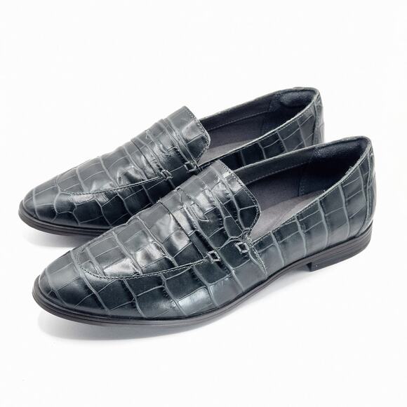 Rockport Shoes - Rockport Women’s Loafers Mod Dark Academia Croc Texture Black Slip-On Size 9